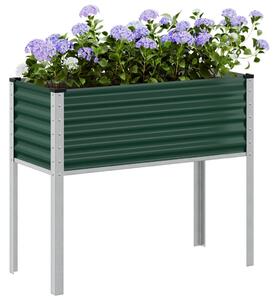 Zöld acél kerti virágláda 100 x 45 x 90 cm