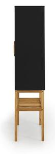 Scoop fekete tálalószekrény tölgyfa lábakkal, magasság 162 cm - Tenzo