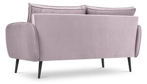 Lento világos rózsaszín bársony kanapé fekete lábakkal, 158 cm - Kooko Home