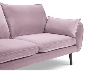 Lento világos rózsaszín bársony kanapé fekete lábakkal, 158 cm - Kooko Home