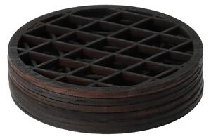 AtmoWood 6 db-os fából készült alátét készlet fekete színben, mintával díszített