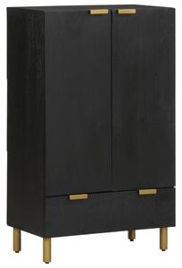 Fekete szerelt fa magasszekrény 60 x 33 x 100 cm