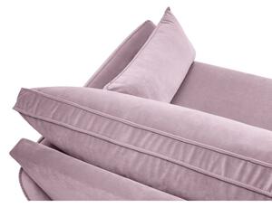 Lento világos rózsaszín bársony kanapé fekete lábakkal, 198 cm - Kooko Home