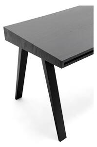 Fekete asztal kőrisfa lábakkal, 80 x 70 cm - EMKO