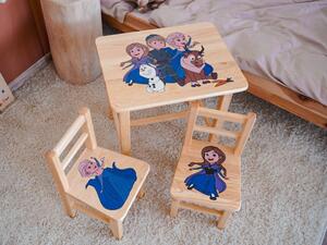 AtmoWood Fa gyermekasztal székekkel - Jégvarázs