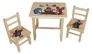 Atmowood Fa gyermekasztal székekkel - Vakond