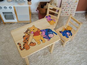 AtmoWood Fa gyermekasztal székekkel - Micimackó