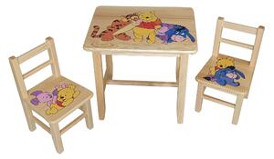 Atmowood Fa gyermekasztal székekkel - Micimackó