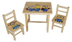 Atmowood Fa gyermekasztal székekkel - Minyonok
