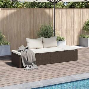 Barna polyrattan kerti ágy 195 x 60 cm