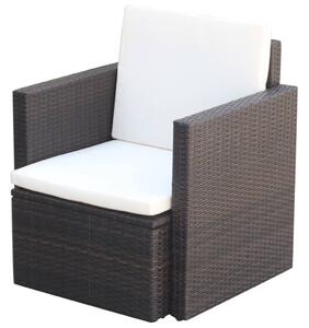 VidaXL barna polyrattan kerti szék hát- és ülőpárnával