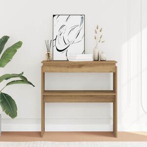 Kézműves tölgy színű szerelt fa dohányzóasztal 80 x 30 x 80 cm