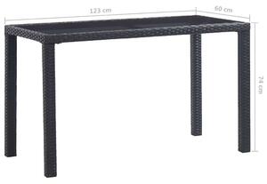 VidaXL fekete polyrattan kerti asztal 123 x 60 x 74 cm