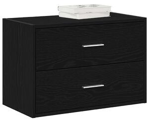 Fekete tölgy szerelt fa szekrény 2 fiókkal 60 x 31 x 40 cm