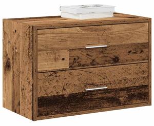 Antik fa színű szerelt fa szekrény 2 fiókkal 60 x 31 x 40 cm