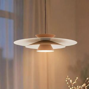 Lucande LED-es függőlámpa Livie, bézs, alumínium, Ø 50 cm, dimmelhető, Krém / borostyánsárga, Nappali / Étkező, Modern