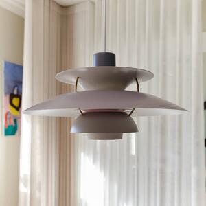 Louis Poulsen PH 5 designer függő lámpa, szürke, Ø 50 cm, dimmelhető, Alu / szürke / cink, Nappali / Étkező, Alumínium, Dizájn
