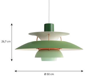 Louis Poulsen PH 5, designer függő lámpa zöld, dimmelhető, Zöld, Nappali / Étkező, Alumínium, Dizájn