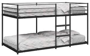 Fekete acél emeletes ágy matrac nélkül 90 x 200 cm