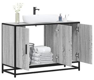 Szürke sonoma szerelt fa fürdőszobai mosdószekrény 90x33x60 cm