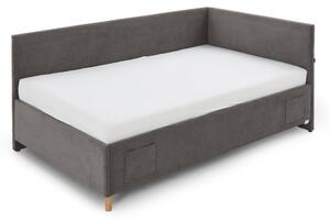 Antracitszürke kárpitozott ágyneműtartós sarok gyerekágy ágyráccsal 90x200 cm Cool – Meise Möbel
