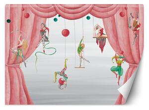 Gario Fotótapéta Cirkuszi akrobaták és egy rózsaszín függöny Anyag: Vlies, Méret: 200 x 140 cm