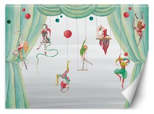 Gario Fotótapéta Cirkuszi akrobaták és egy zöld függöny Anyag: Vlies, Méret: 200 x 140 cm