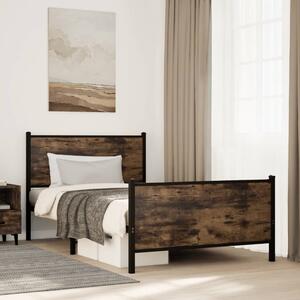 Füstös tölgy színű fém ágykeret matrac nélkül 100 x 200 cm
