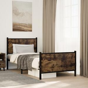 Füstös tölgy színű fém ágykeret matrac nélkül 90 x 200 cm