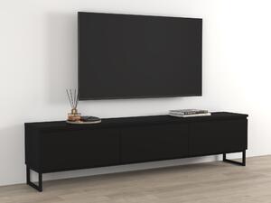 TV-állvány Velsora 101, Laminált forgácslap, 48x200x35cm, Fekete