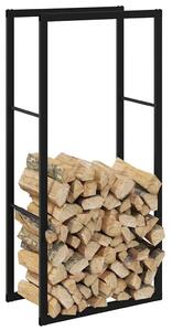 Tűzifa állvány Fekete 55x30x116 cm Acél