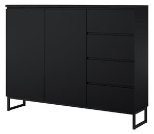 Komód Velsora 104, Laminált forgácslap, 114x150x35cm, Fekete