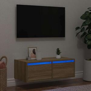 TV szekrény LED világítással sonoma tölgyfa 75x35,5x25 cm