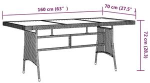 VidaXL fekete polyrattan és tömör akácfa kerti asztal 160 x 70 x 72 cm