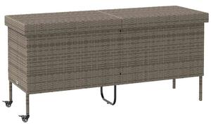 Szürke polyrattan kerti tárolóláda kerekekkel 160x55x75 cm