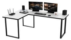 NAVI sarok számítógépasztal, 200/135x74x65, fehér/fekete