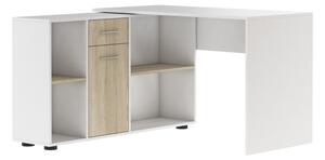 ELISEA íróasztal, 121,4x75,3x120, fehér/tölgy sonoma