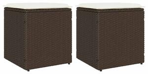 2 db barna polyrattan kerti szék párnával 40x40x43 cm