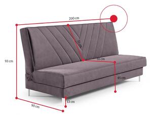 ERICA kárpitozott kanapé, 200x93x90, monolith 04/fehér