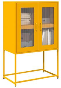 Highboard Mustársárga 68x39x107 cm Acél