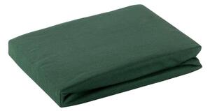 Jersey pamut gumis lepedő Sötétzöld 240x220 cm + 30 cm