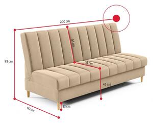 TYLDA ágyazható kárpitozott kanapé, 200x93x90, kronos 01/fehér