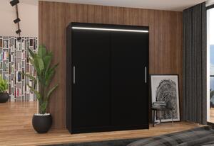 LAMBERT tolóajtós szekrény, 150x200x58, fekete
