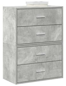 Szekrények 2 fiókkal 2 db betonszürke 60x31x40 cm gépelt fa