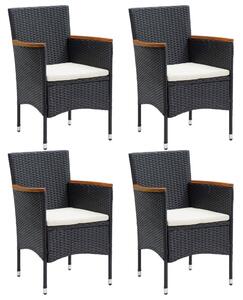 VidaXL 4 db fekete polyrattan kerti étkezőszék