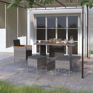 VidaXL 4 részes szürke kerti polyrattan szék- és zsámolyszett