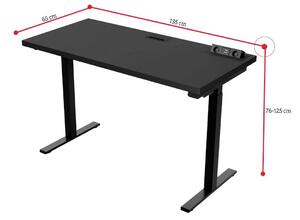 HERTA állítható asztal, 135x65x76-125, fekete