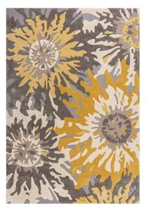 Soft Floral szürke-sárga szőnyeg, 120 x 170 cm - Flair Rugs