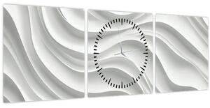Kép - 3D fehér hullámok (órával) (90x30 cm)