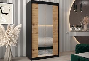 MORI 3 ruhásszekrény, 250x200x62, tölgy artisan/fekete